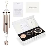 THE WIND CHIME CO 30” Wind Chime with Gift Box – Whispering Hearts Collection – Platinum Rose.