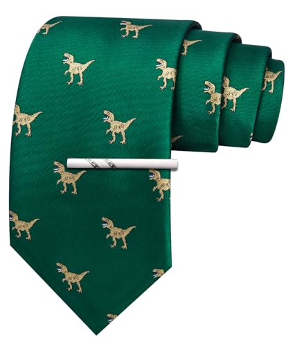 Image of Barry.Wang Silk Ties for Men Fun Necktie and Tie Clip Set for Wedding Party Business Formal Extra Long