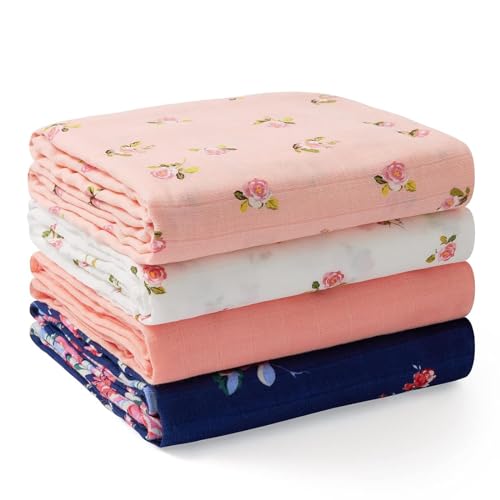 Image of Momcozy Muslin Swaddle Blankets, Soft Silky Baby Blankets 47 x 47 inches, Breathable Swaddle Blankets, Newborn Receiving Blanket for Boys and Girls, 4 Pack
