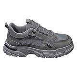 Tenis casuales de malla para hombre, color negro, para correr, ajustables, transpirables, para trabajo, cómodos, para correr, de moda, con suela gruesa, gris, 39 EU