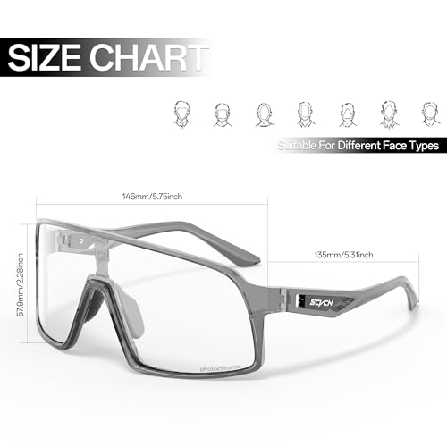 SCVCN Photochromic Cycling Glasses Men Women Mountain Bike Glasses Clear MTB Sports Sunglasses TR90 Biking Goggles Transition Bicycle Glasses Triathlon Running UV Protection — view 5