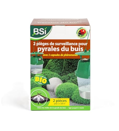BSI - 2 Pièges De Surveillance - Pour Pyrale Du Buis - Pièges Avec Capsule A Phéromones - Agit Jusqu'à 3 Mois