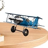Generisch Retro Metall Flugzeugmodell – Vintage Doppeldecker Deko-Modell aus Eisen – Handgefertigtes Nostalgie-Flugzeug für Büro, Café, Wohnzimmer & Weinschrank – Kreative