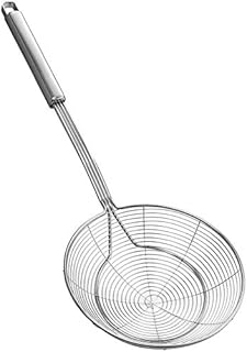 YFWOOD Strainer Skimmer Spider Ladle Stainless Steel, Kitchen Wire Net Spoon with Handle for Frying Scooping Food, Pasta, Spaghetti, Noodle (Diameter: 6.2inch/16cm, Total Length: 16.2inch/41.3cm)
