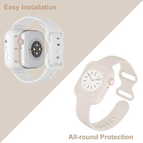 Image of Silicone Bands Bumper Case Compatible with Apple Watch Band 38mm 40mm 41mm 42mm 44mm 45mm 46mm 49mm Women Men, Sport Strap Protective Cover Wristband for iWatch Ultra Series 11 10 9 8 SE 7 6 5 4 3 2 1