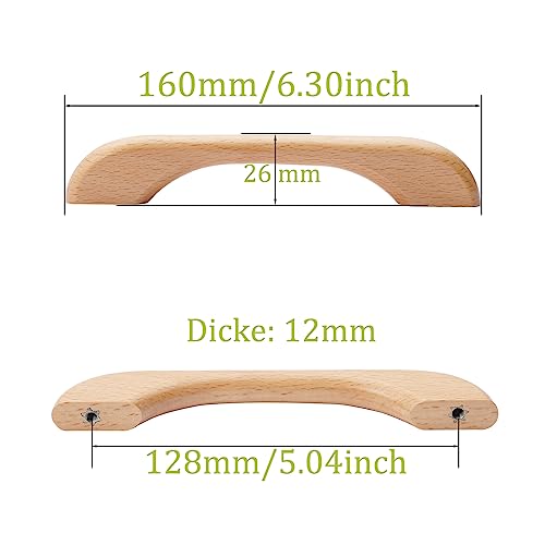 Poignées de tiroir en bois de hêtre 128mm pour meuble et commode - 5
