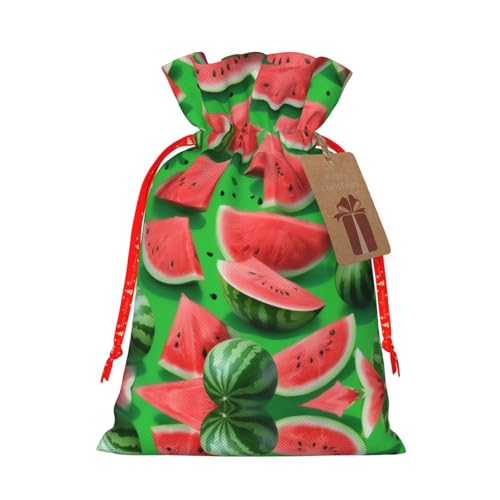 Cvnbmakk スイカ グリーン クリスマス 巾着ギフトバッグ L&M 不織布トートバッグ ホリデーパーティーに最適