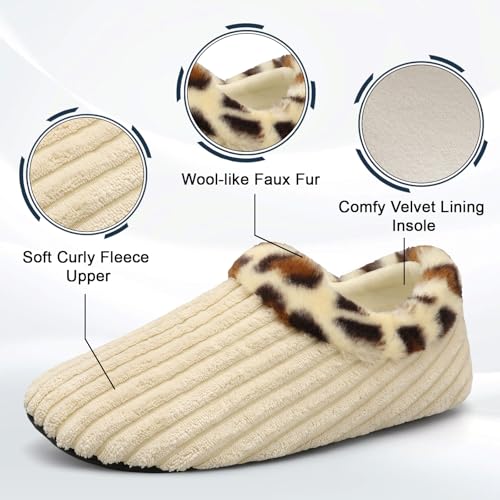 Scurtain Unisex Mens Womens Slippers Socks Artificial Woolen Slippers for Women Men with Non-slip Rubber Sole4