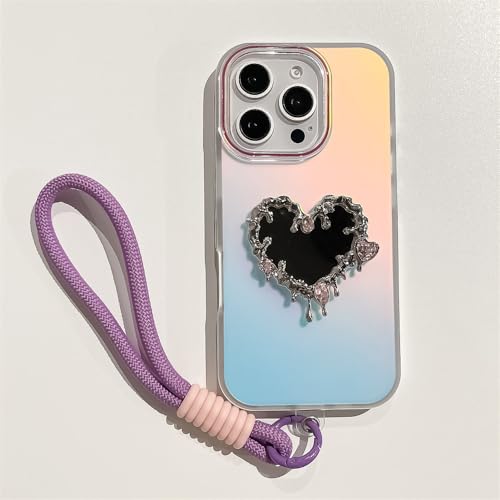 Coque antichoc pour iPhone 16 et 15 Pro Max avec dragonne cœur pratique