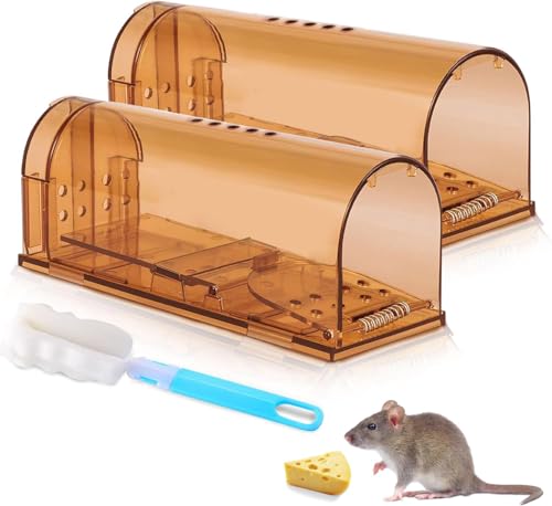 CaptSure Mouse Traps 2 Pack Humane Mouse Traps for Indoors Reusable Live Catch Mouse Trap No Touch Release Safe Catch and Release Design for Kitchen Garage Loft Garden & Small Rodents