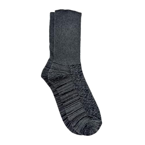 Image of Mint & Oak Padded Diabetic Socks for Men & Women - Grey | Breathable Cotton Blend | Blister Protection | Non-Binding Comfort Fit Extra Wide Cuff | Free Size