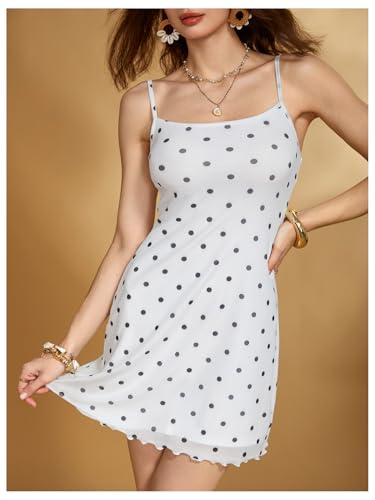 Image of Floerns Women's Summer Spaghetti Strap Cowl Neck Satin Mini Tropical Dress