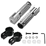 XINGWU M8 Motorcycle Foot Pegs 90 Degree Foldable Footpegs CNC Anti-Skid Footrest Universal for Yamaha Honda Suzuki Aprilia Electric Car Motorbike Mini Bike Dirt Pit Bike Passenger Pedal (Silver)