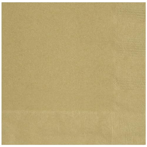 Unique 80762 - Paper Napkins - 16.5 cm - Gold Colour - 50 Count (Pack of 1)