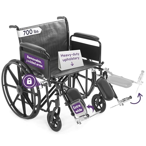 26" Bariatric Wheelchair - Removable Desk Arms and Elevated Leg