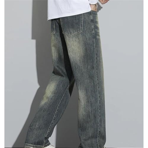 Men's Cotton Baggy Jeans – Wide-Leg Retro Loose Denim Pants, Streetwear Fashion Straight Washed4