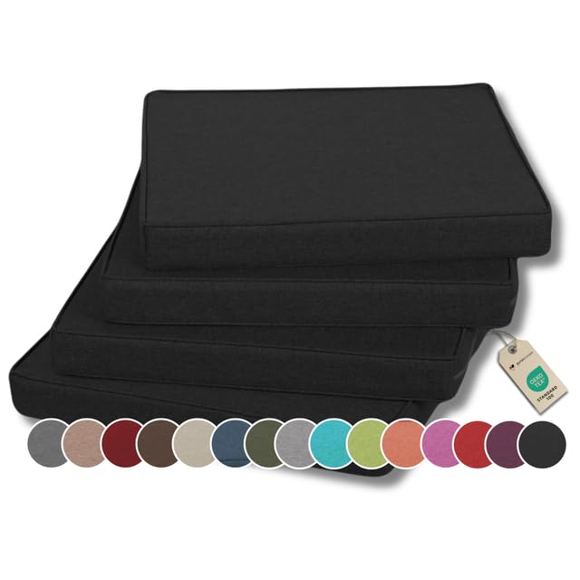 Gutekissen Cuscino per sedia Cuscino per sedie/panche per casa e giardino Cuscino per giardino Cuscino per sedia Molti colori FK5 (40x40, Schwarz, 4)