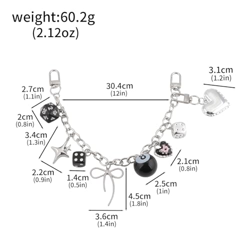 Image of 8 Ball Dice Charm Keychain - Cute Bag Purse Handbag Accessories - Y2K Aesthetic Key Chain for Women Men
