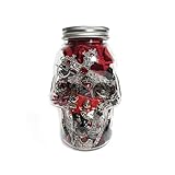 Jollyhit Gothic Red & Black Vampire Mystery Jewelry Jar – 30PCS Costume Rings, Necklaces & Earrings in Plastic Skull Jar, Halloween Witchy Gift for Women, Birthday & Party Favor, Gothic Jewelry Set, Spooky Season Accessories