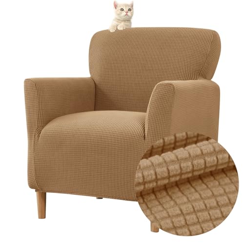 Funda elástica for sillón de 1 Plaza, Funda for sillón de Club de Jacquard, Chesterfield Lavable, Protector Sala de Estar, bañera, sofá(Chameau)