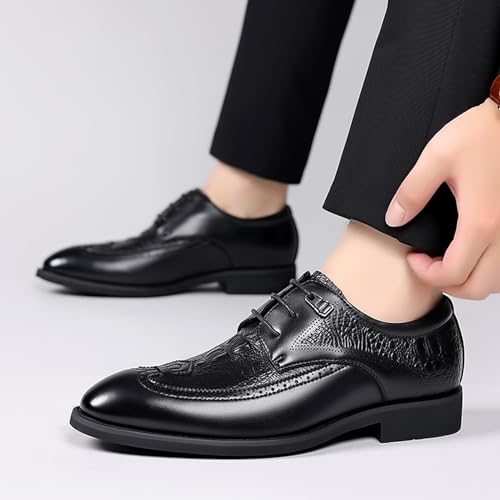 ADMLZQQ Men Dress Shoes Lace Up Oxford Classic Plain Toe Modern Formal Leather Shoes for Men3