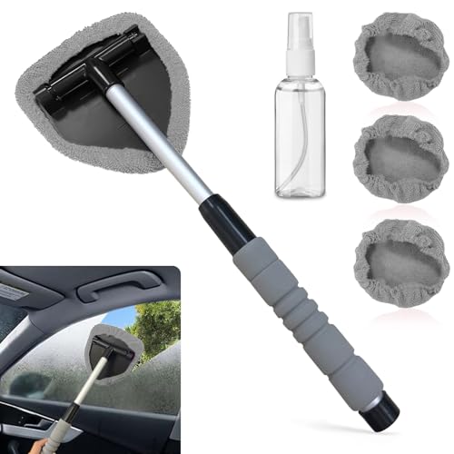 Pincuttee Car Windshield Cleaning Tool,Car Windshield Cleaner,Car Window Cleaner,Interior Car Cleaner Kit,Car Cleaning Brushes Duster for Car/Truck/SUV(Gray)
