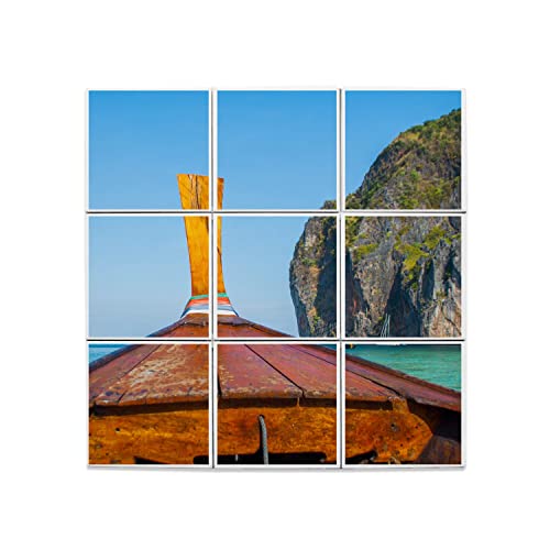 Carreaux céramique vieux bateau de pêche en mer pour une décoration murale de 45,6 cm