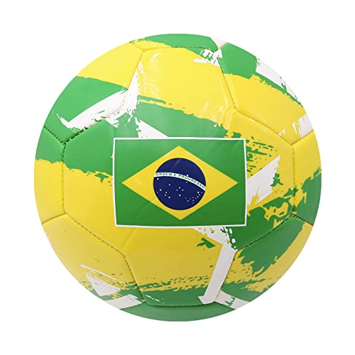 Icon Sports World Cup Country Soccer Balls Training Outdoor Futbol Size 5, Brazil Brush