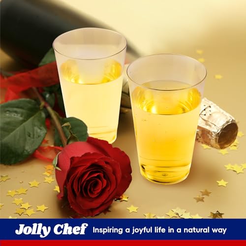 image for JOLLY CHEF 12 oz Clear Plastic Cups, 100 Pack Heavy-duty Party Glasses