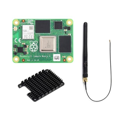 Image of Waveshare Compute Module 4 Package, Bundle with Official Raspberry Pi CM4102008, an an-Tenna Kit and a HEATSINK (3 Items)