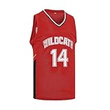 Mens Basketball Jersey Wildcats High School Shirt Hiphop Movie 14 Troy Bolton Basketball Jersey Red #14 Medium