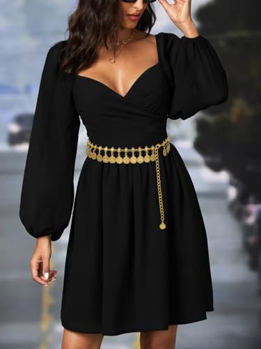 LIMHOO Western Chain Belt for Women Concho Metal Waist Chain for Dresses Western Cowgirl3