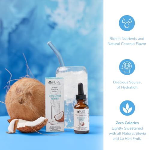 Pure Inventions Coconut Water - Water Enhancer Drops - Electrolyte Hydration - No Sugar, Calories, or Artificial Sweeteners - 30 Servings, 1 oz