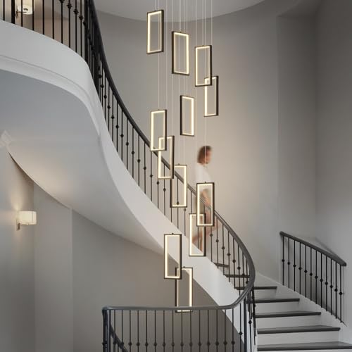 Lustre LED moderne rectangulaire à 15 têtes pour escalier et salon chic - 5