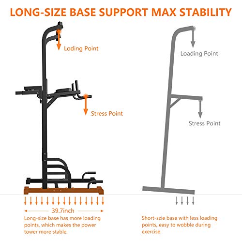 Sportsroyals Power Tower Dip Station Pull Up Bar for Home Gym Strength Training Workout Equipment, 400LBS.