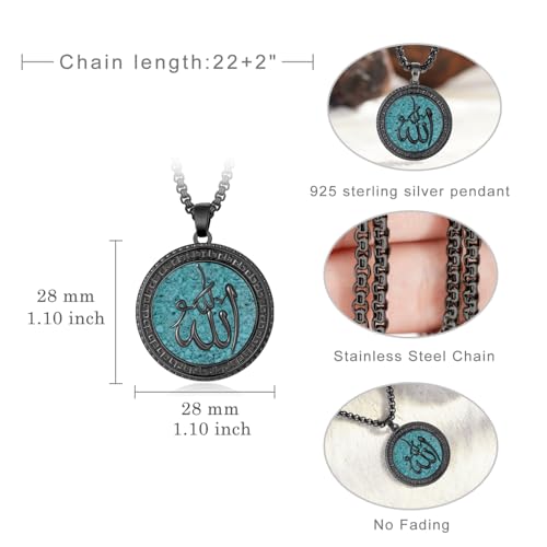 Allah Necklace 925 Sterling Silver Muslim Allah Pendant Necklace Jewelry Gifts for Men Women4