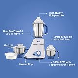 Preethi Blue Leaf Gold MG 150 Mixer Grinder 750 watt, 3 Jars, White