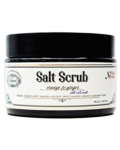 Rosece Natural Body Salt Scrub, Exfoliating, Cruelty Free - Orange & Ginger, 11.5 fl oz