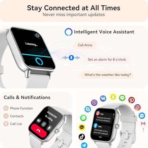 Image of Gydom Smart Watches for Women Men [Alexa Built-in, 1.8 inch] Smartwatch with Heart Rate /SpO2 /Sleep /Stress, 101+ Sports Modes, IP68 Waterproof, Pedometer Fitness Tracker for iOS Android Phones, White