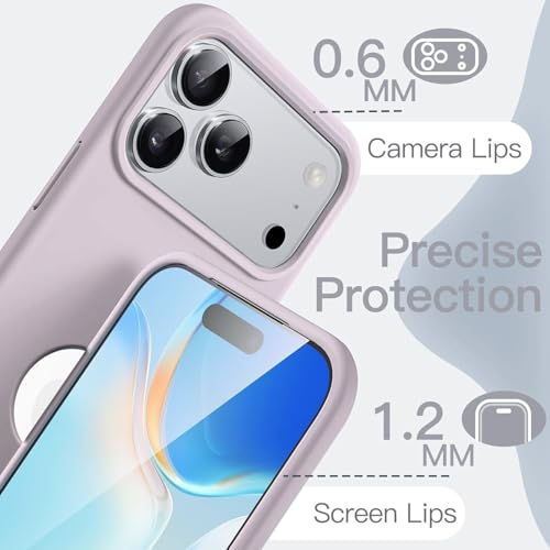Image of Elzzi Microfiber Cover Compatible for iPhone 17 Pro Case Liquid Silicone Cases Protective Covers Shockproof Back Cover with High Raised Camera Lips (Lavender)
