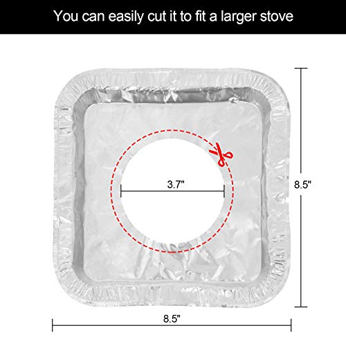 200 Pack Aluminum Foil Square Stove Burner Covers, Disposable Gas Stove Burner Liners, Stove Bib Liners, Heat Resistant Gas Range Cover Keep Stove Clean,8.5\"