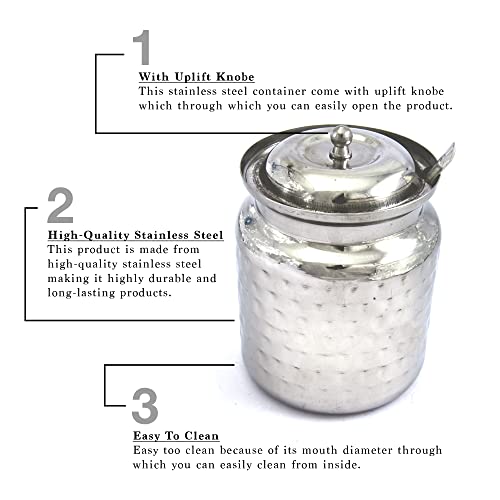 KSJONE Stainless Steel Hammered Oil and Ghee Container for Kitchen I Multipurpose Oil Container with Lid I Capacity of 17 oz by KSJONE - Used condition - Image 6