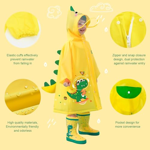 Image of Bold N Elegant 3D Kids Cartoon Soft Luxurious Waterproof Raincoat Rain Jacket Rain Suit with Backpack Space and a complimatory Storage Pouch for Kids Boys n Girls