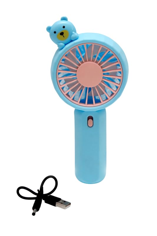 Mini USB Rechargeable Fan– Cute Blue Teddy Bear Design Handheld Fan for Kids – Lightweight, Quiet & Portable Personal Fan for Travel, Desk, and Summer Use-image-41