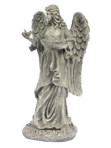 CC Home Furnishings 23" Gray Angel Bird Feeder Outdoor Garden Patio Statue