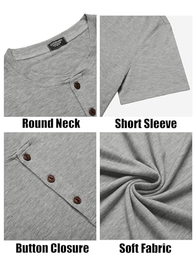 Image of COOFANDY Men's Henley Shirts Short Sleeve Casual Basic Tee Summer Button Henley Soild T Shirts