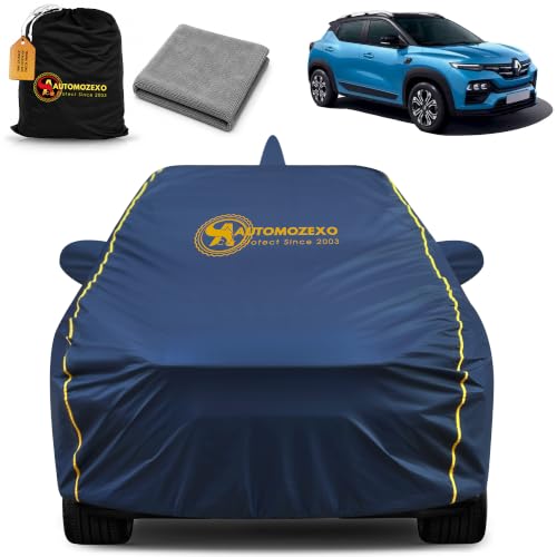 Renault Kiger 100% Waterproof Car Cover (Midnight Blue) 6LYR HDPE 200gsm Strong Fabric for All Weather Protection, Mirror & Antenna Pocket, Cotton Layer Cover, Adjustable Elastic Straps