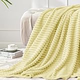 BEDELITE Fleece Throw Blanket for Couch – 3D Ribbed Jacquard Soft and Warm Decorative Fuzzy Blanket – Cozy, Fluffy, Plush Lightweight Transparent Yellow Throw Blankets for Bed, Sofa, 50x60 inches