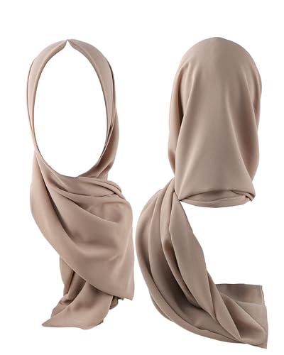 Double Layered Opaque Chiffon Hijab Head Scarf (02 Warm Sand)