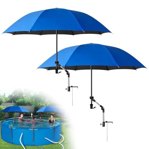 1Pack Pool Shade Umbrella 49.2 Large Adjustable Above Ground Pool Sunshade Canopy with Clamp 360Swivel UPF 50+ Portable Weatherproof Patio Umbrella for Swimming Pool Outdoor Garden Beach Chairs